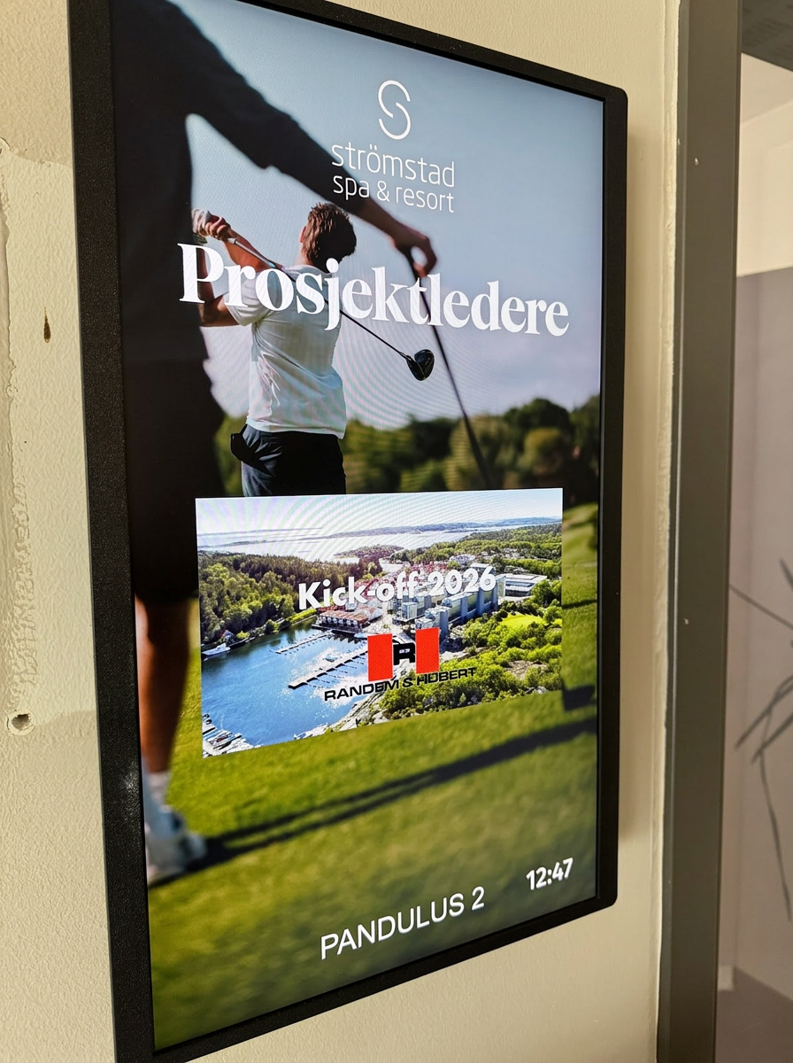 Informasjonsskjerm for kick-offen på Strömstad Spa & Resort